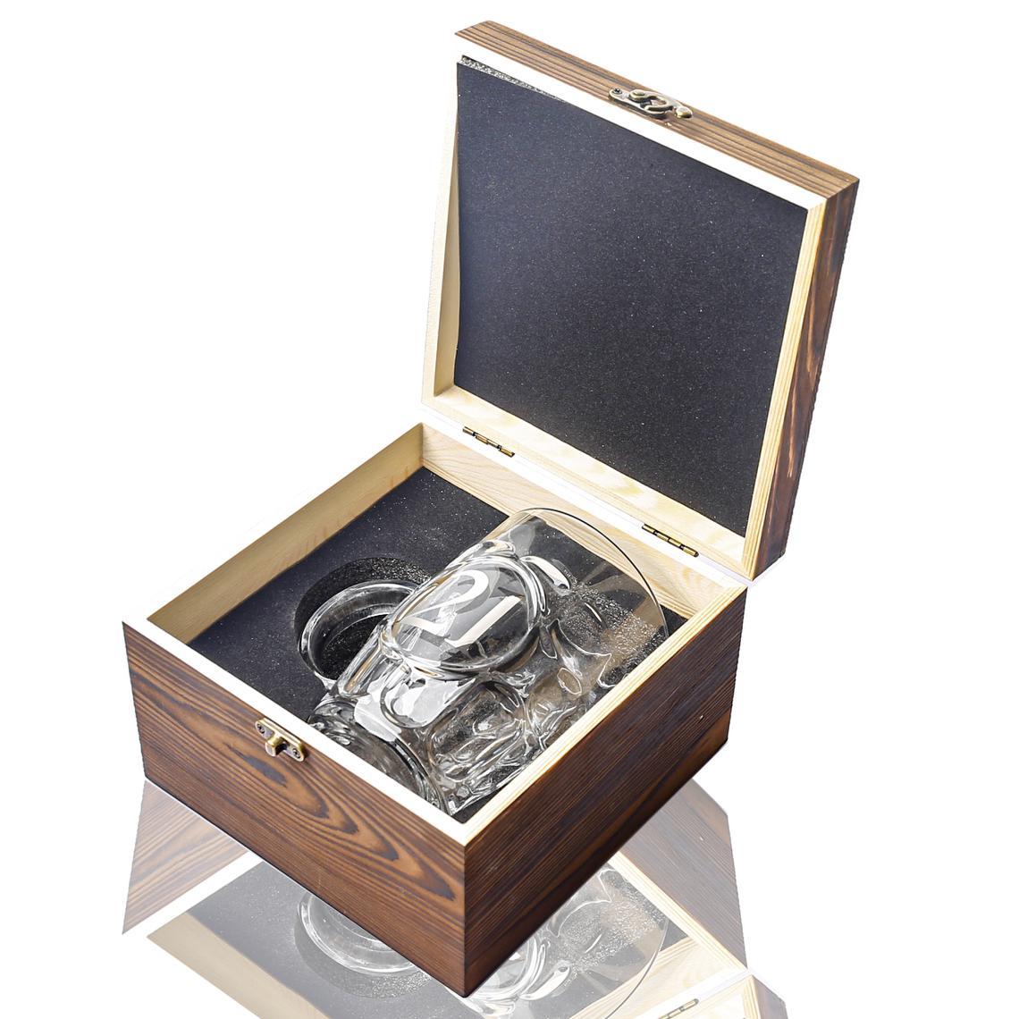 Glass Beer Tankard 21st Birthday in Wooden Box