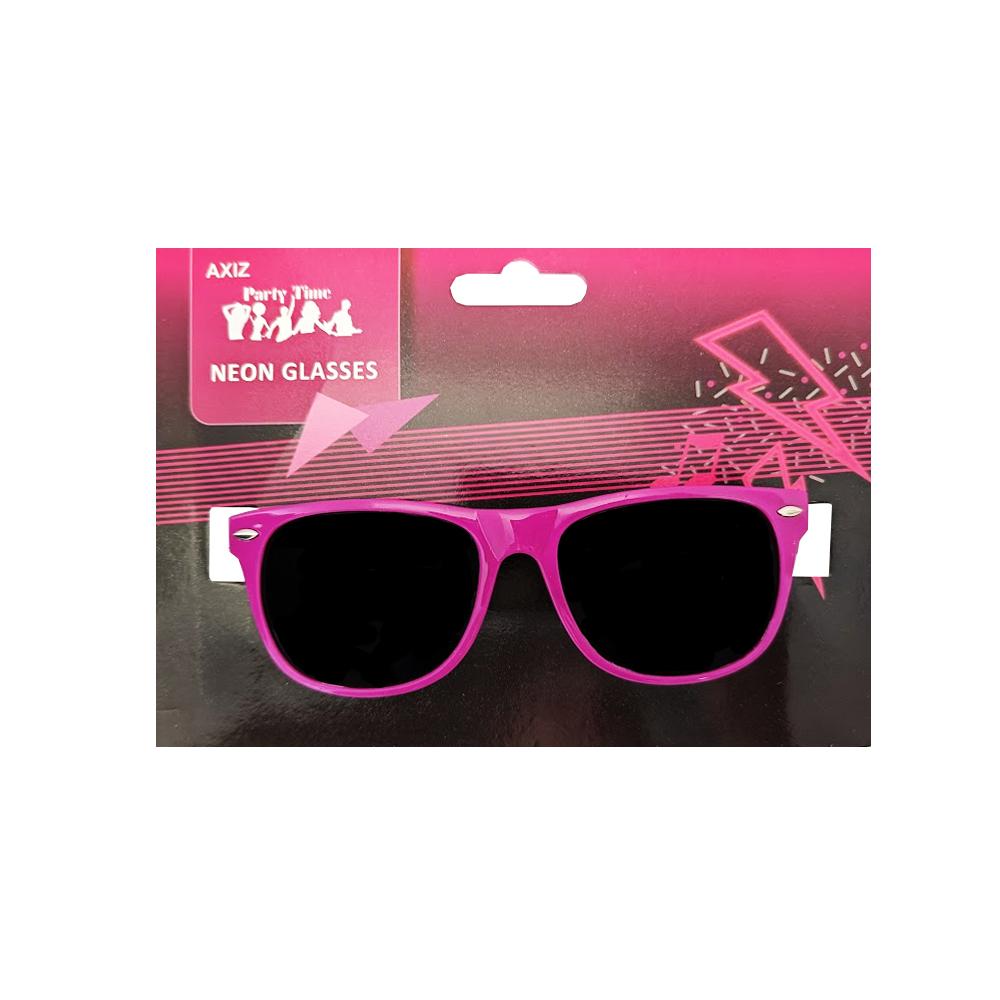 Glasses Fluro Neon Pink 1980s Dark Lenses UV Coated