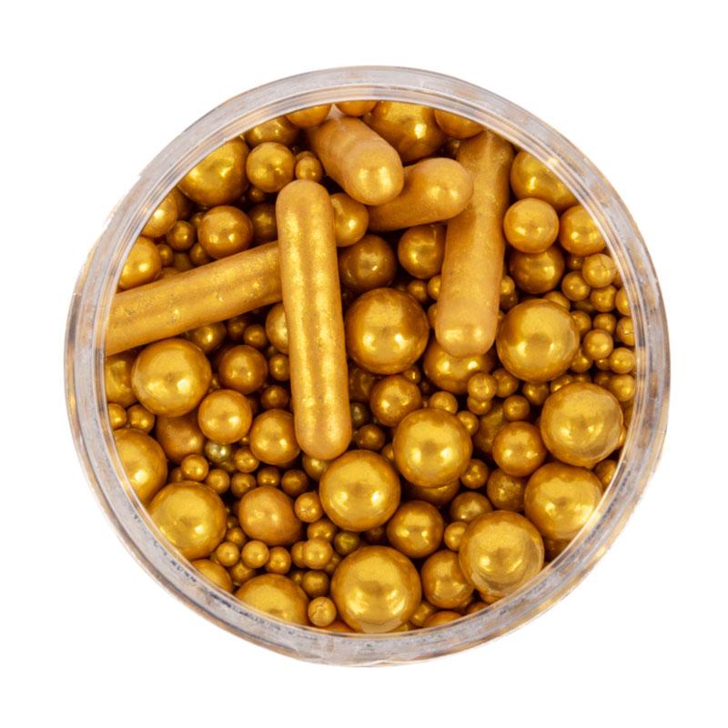 Edible Decorations Sprinkles Matte Gold Bubble & Bounce 75g
