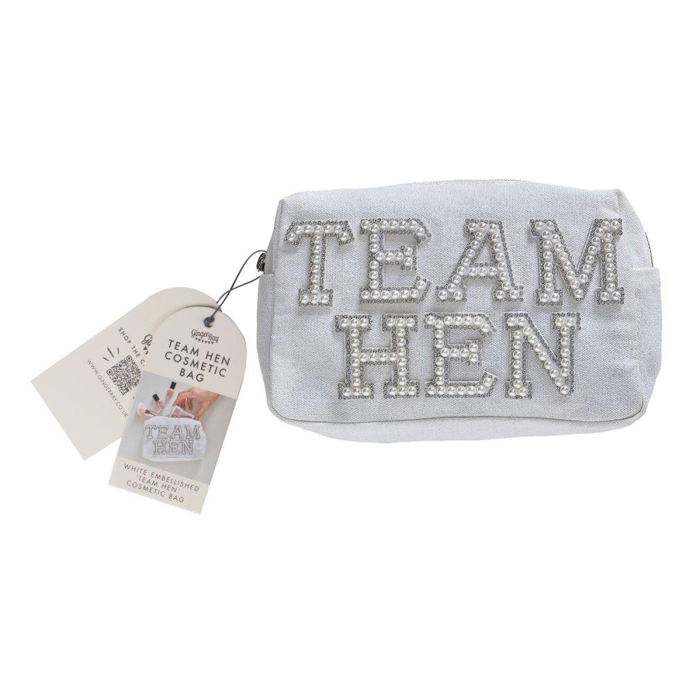 Hen Party Team Hen Cosmetic/Makeup/Gift Bag White Deluxe