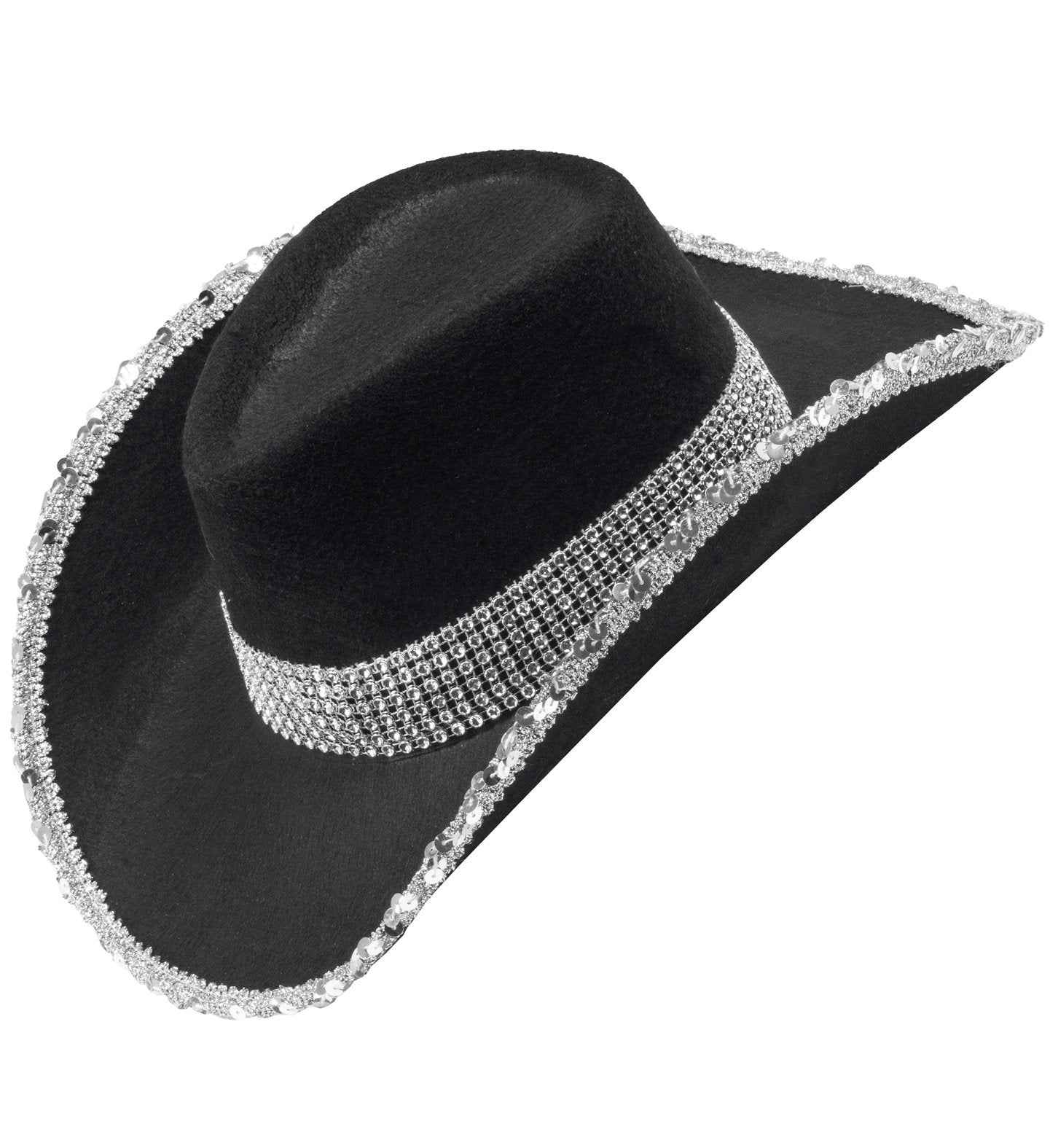 Hat Cowboy/Cowgirl Adult Black With Silver Diamantes