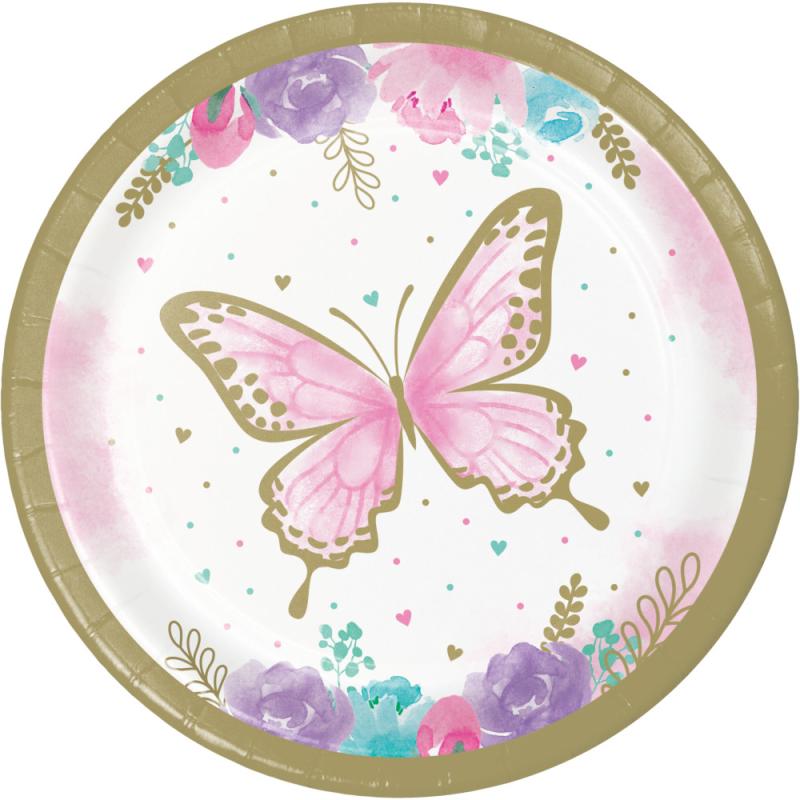 Butterfly Shimmer Paper Luncheon Plate Pk/8