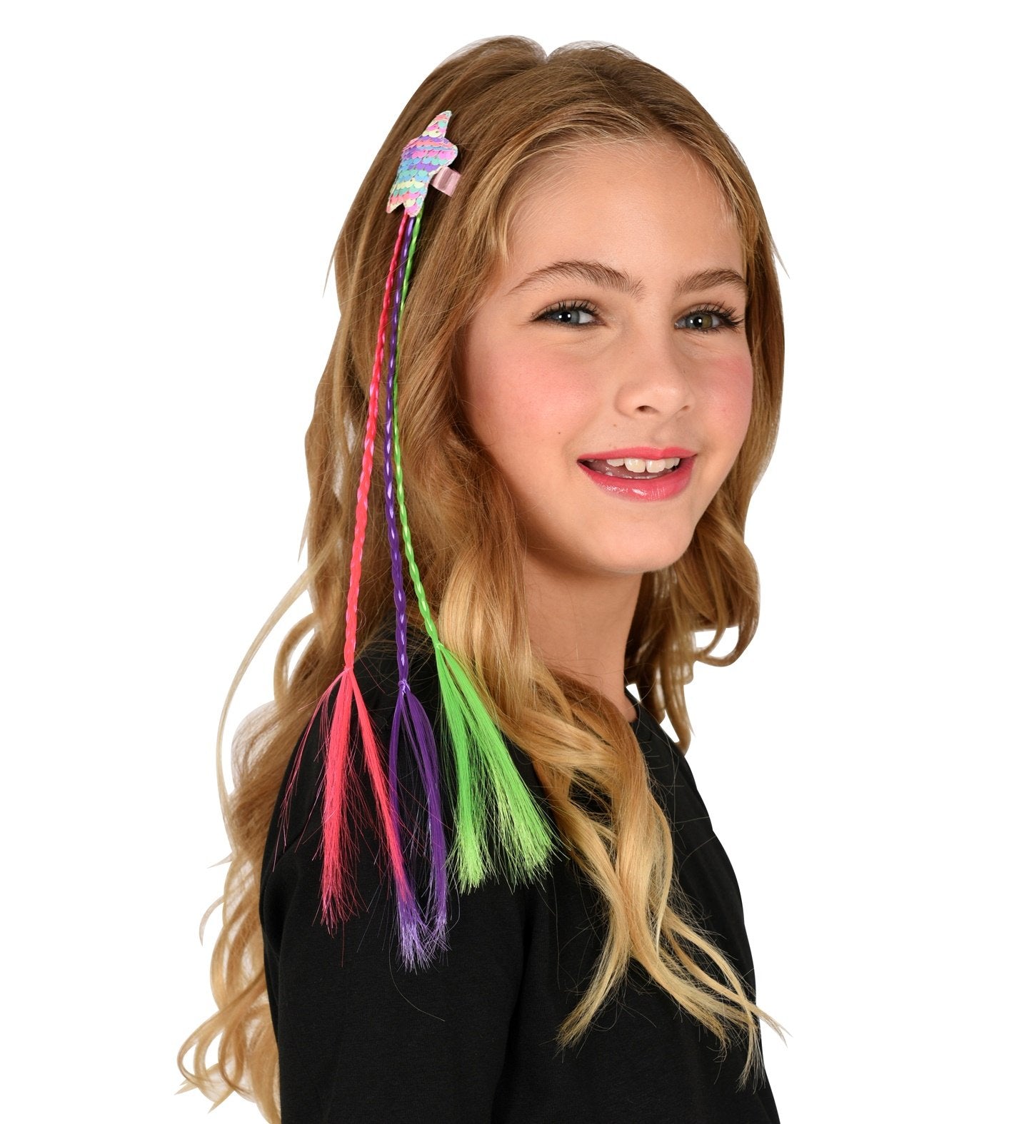 Hair Extension Braid 3 Colour Sequin Star Holographic Unicorn/1980s/Fairy