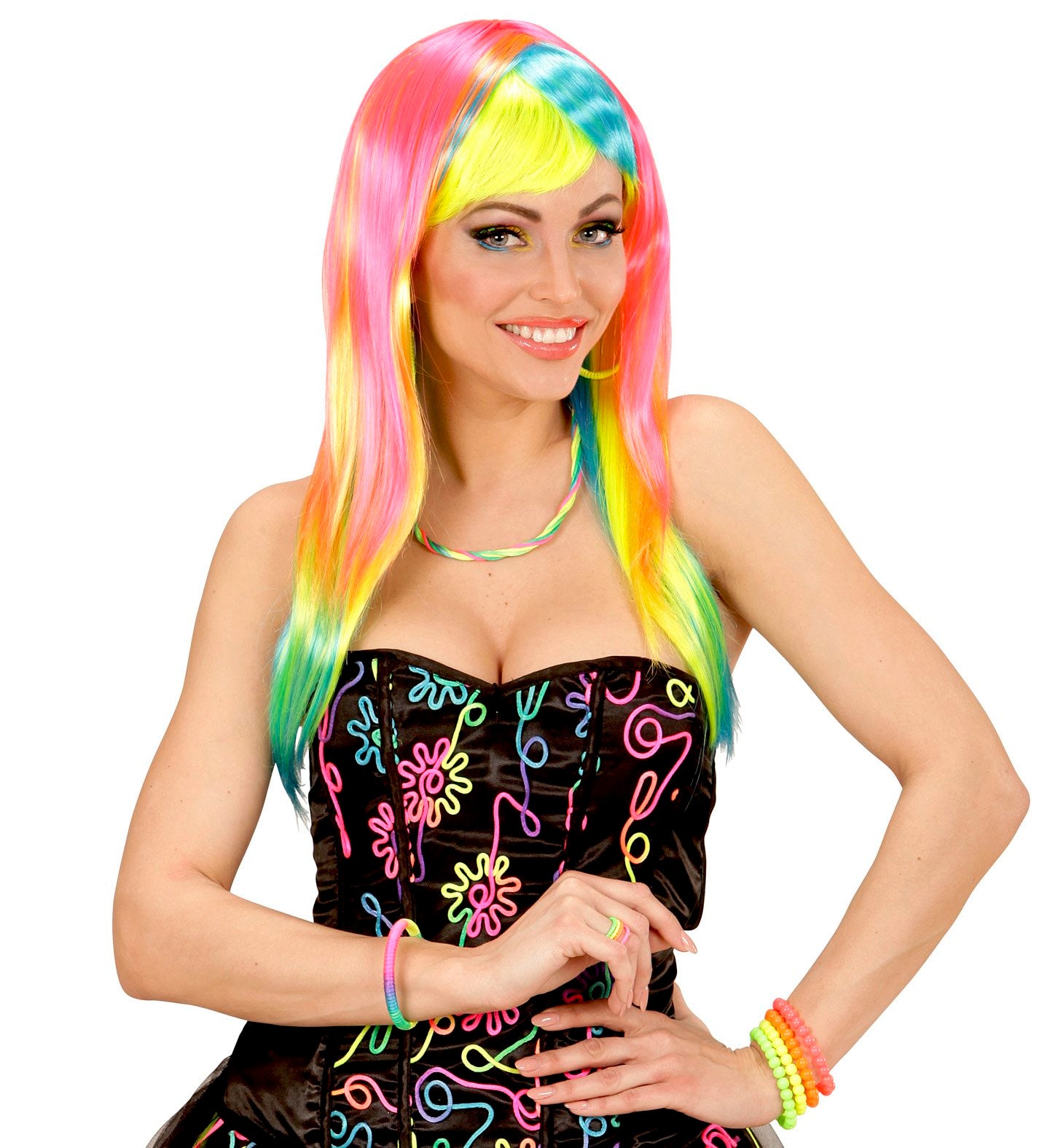 Beaded Bracelets 1980s Neon Colours Pk/4