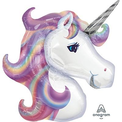 Balloon Foil Shape Unicorn Head Pastel 83cm