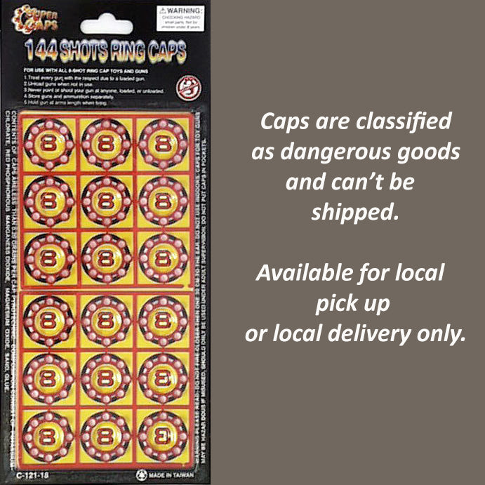 Gun Caps 8 Shot Ring 144 Shots Jumbo Pack