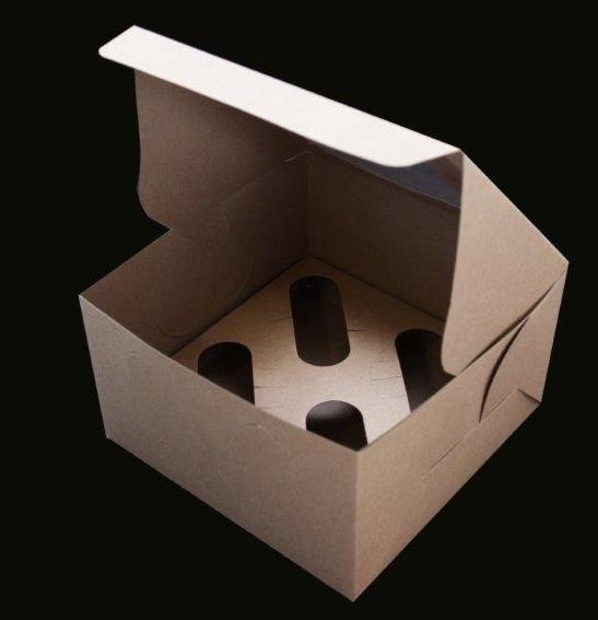 Cupcake Box Brown For 4 - Discontinued Line Last Chance