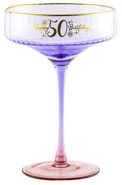 Glass Fluted Coupe Champagne/Cocktail Happy 50th Fifty Birthday
