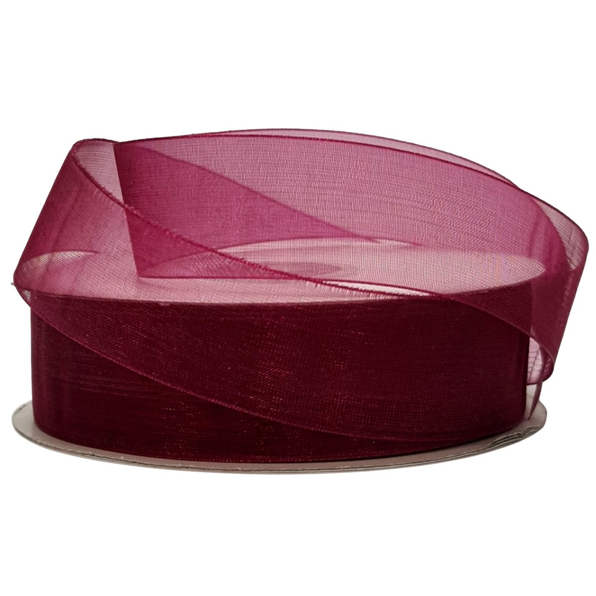 Organza Ribbon Burgundy Woven Edge 25mm x 50m