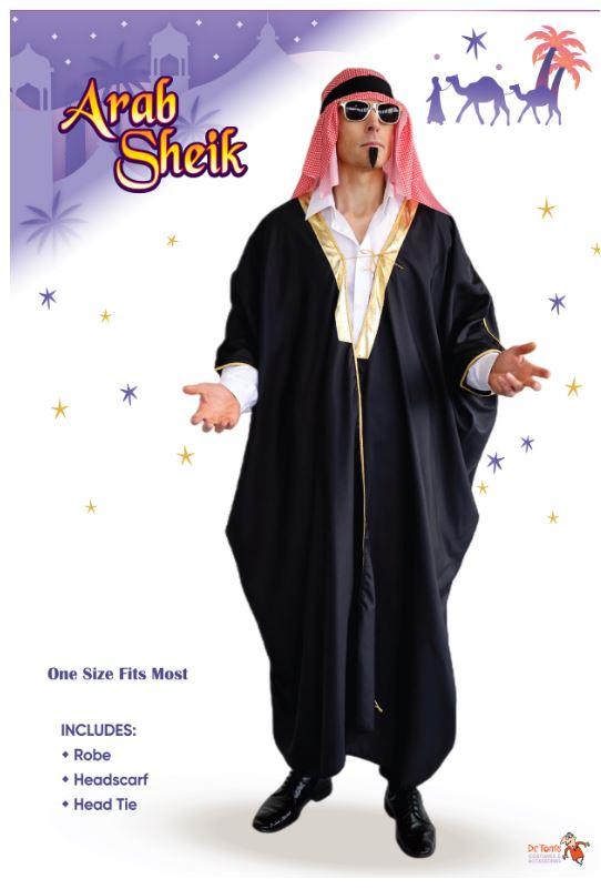 Costume Set Arab Sheikh Black Robe Set One Size