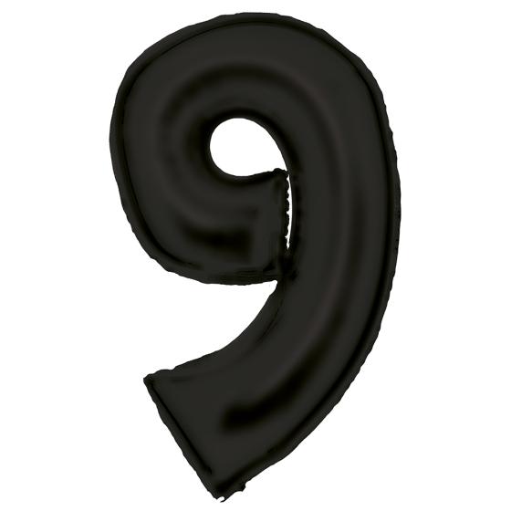 Balloon Foil Megaloon Number 9 Black Lustre 86cm