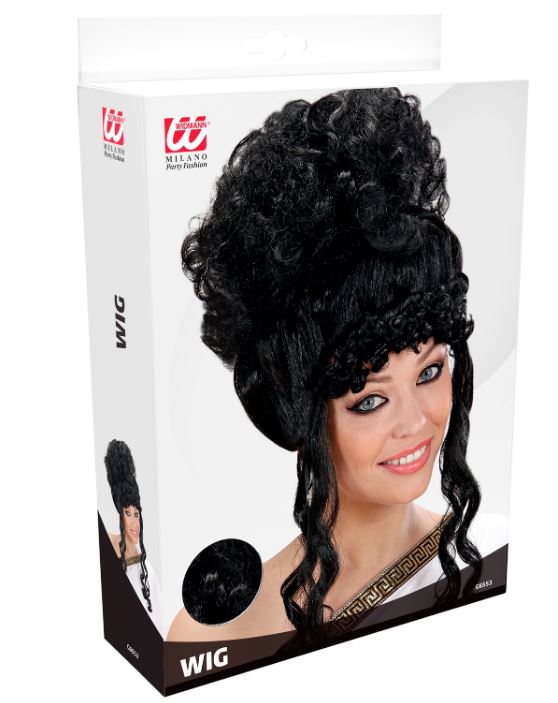Wig Greek/Roman Olympian Black Long Curly Up Style