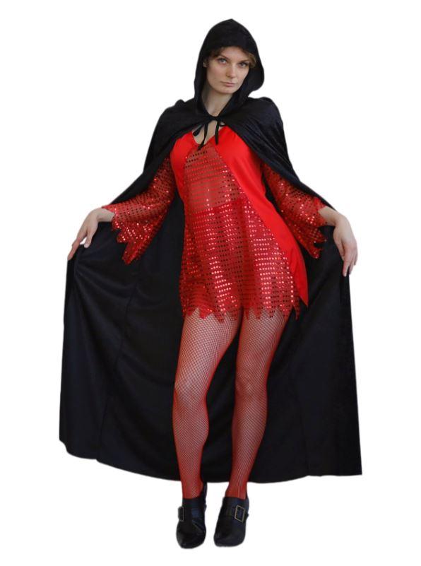 Cape With Hood Velvet Black Long Halloween Style
