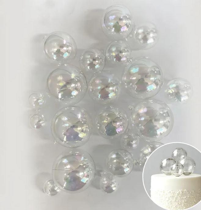 Cake Toppers Deco Foam Balls Iridescent Clear Opaque Pk/20