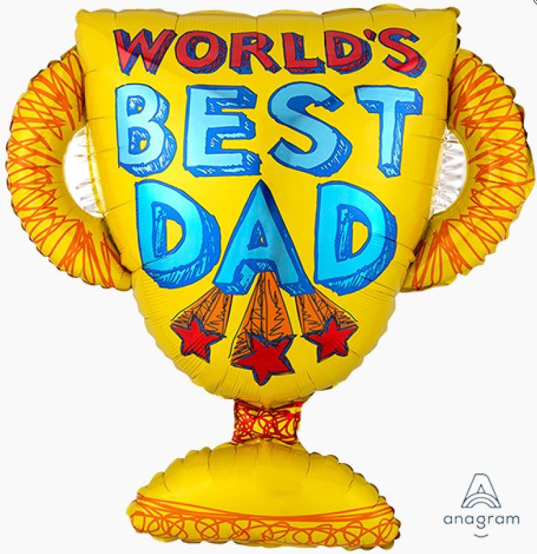 Balloon Foil Supershape Worlds Best Dad Trophy 66cm x 68cm