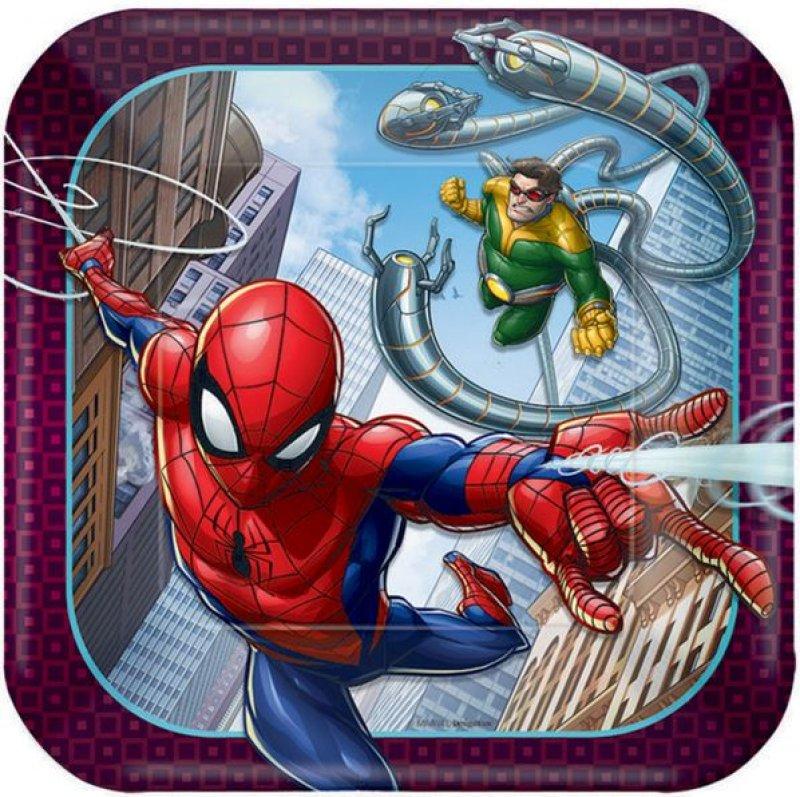 Spiderman Webbed Wonder 17cm Square Paper Plates Pk/8