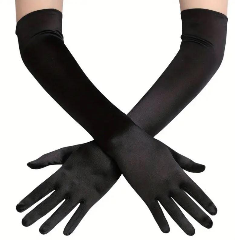 Gloves Long Black 45cm Costume Accessory