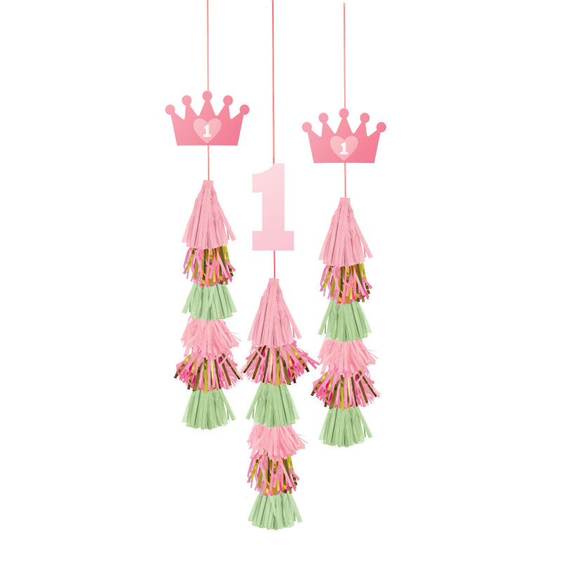 1st First Birthday Girl One Tassel Decorations 1.9m Pk/3 - Last Chance