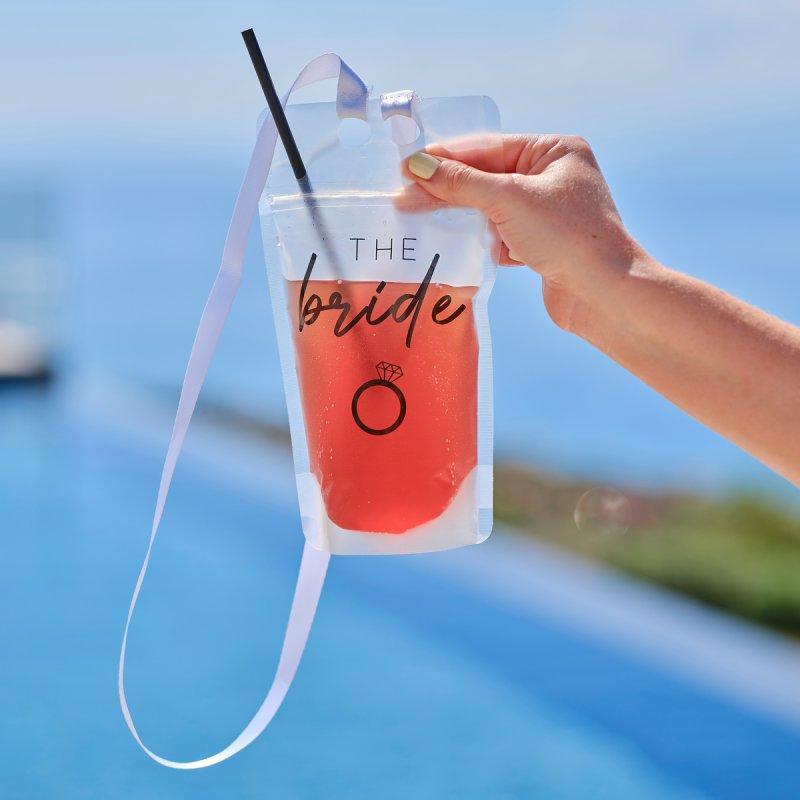 The Bride Hen Weekend/Night Party Drink Pouch With Straw & Lanyard