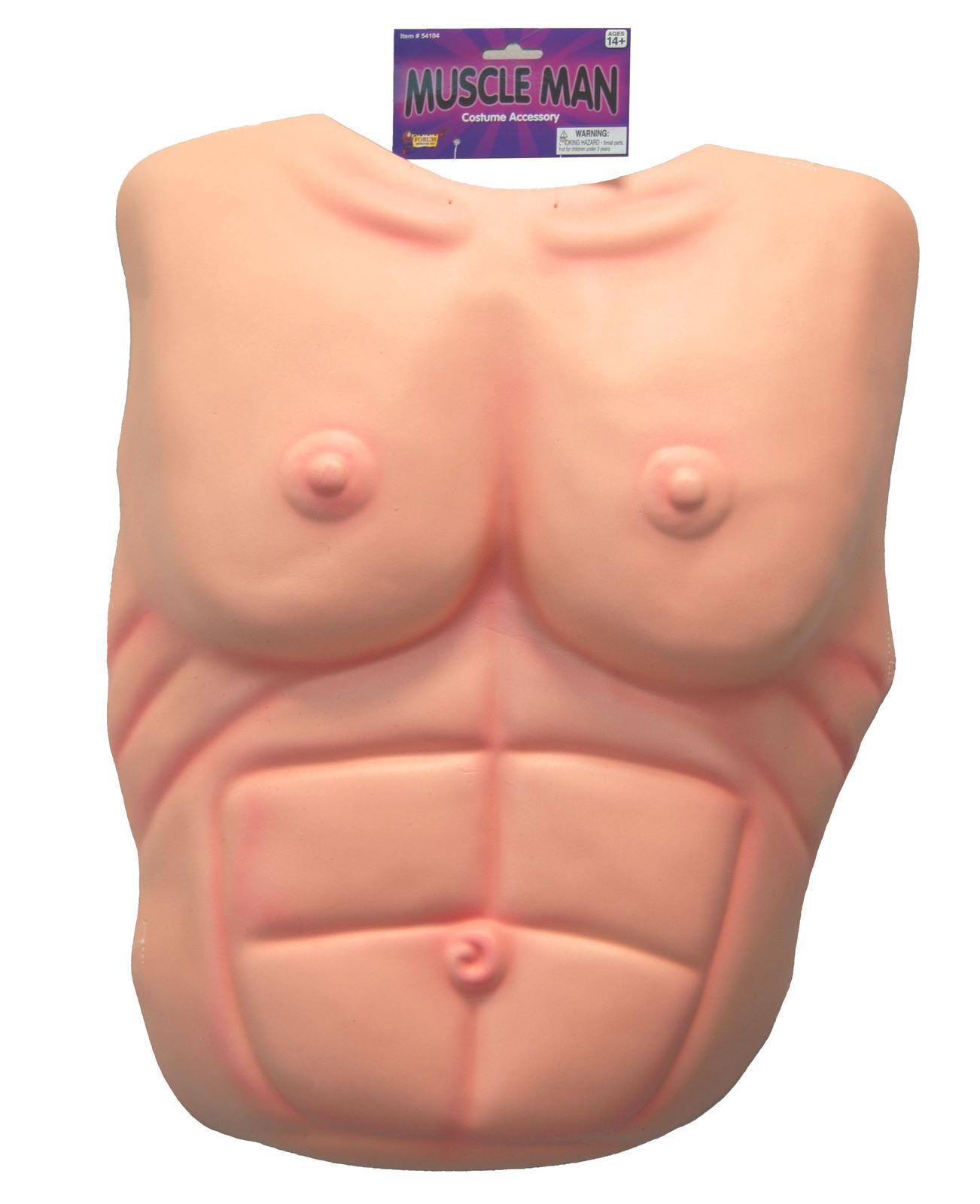 Fake Mens Muscle Chest & Abs Six Pack (No Hair) Costume Novelty Prop