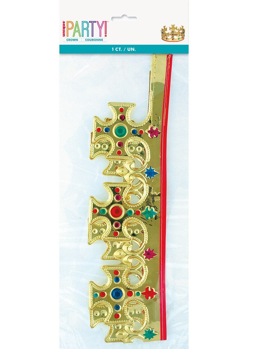 Royal King/Princes Majestic Crown Plastic Gold 56cm Costume Prop