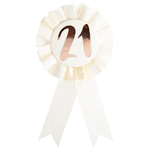 Badge Rosette 21st Rose Gold/White