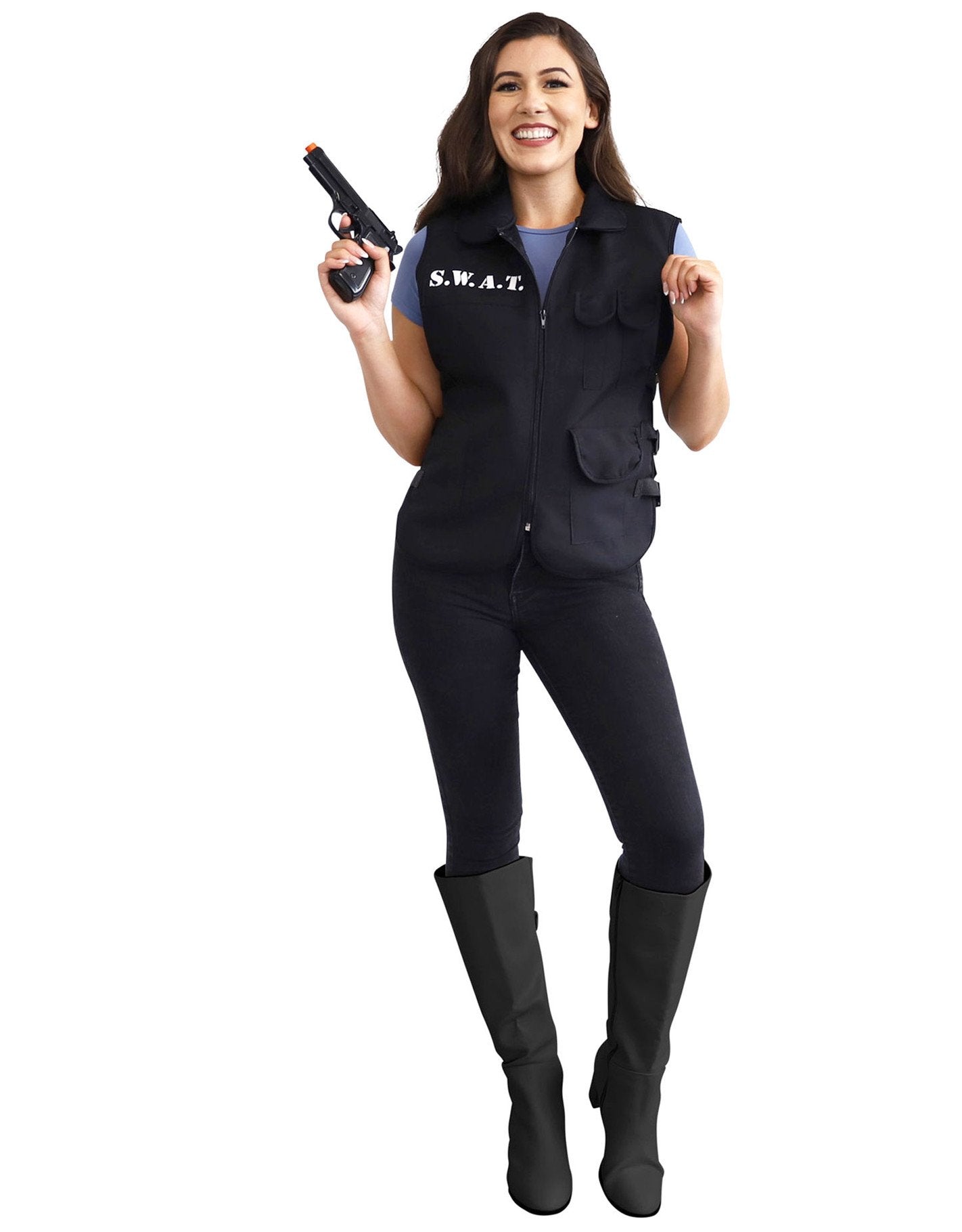 Police Swat Attack Vest Nylon Black Adult One Size