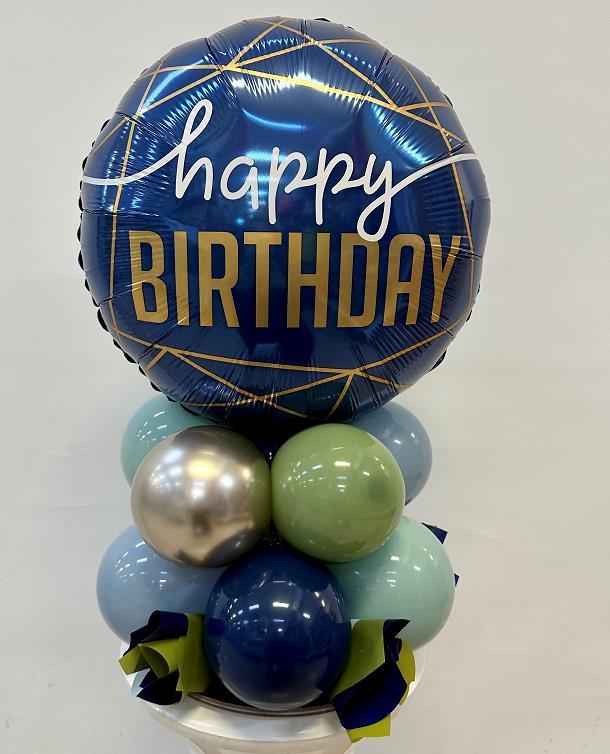 Balloon Bouquet Navy And Eucalyptus Centrepiece