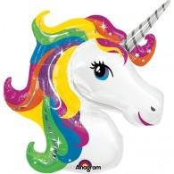 Balloon Foil Shape Unicorn Head Bright