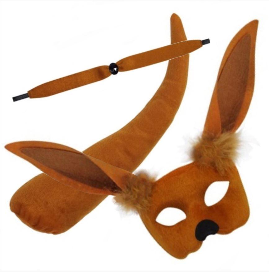 Animal Costume Mask Set Australian Kangaroo Adult Deluxe