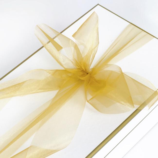 Organza Ribbon Gold Cut Edge 50mm x 100m