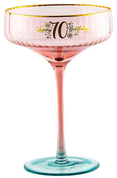 Glass Fluted Coupe Champagne/Cocktail Happy 70th Seventy Birthday