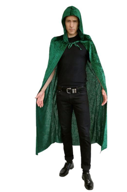 Cape With Hood Velvet Green Long Halloween Style