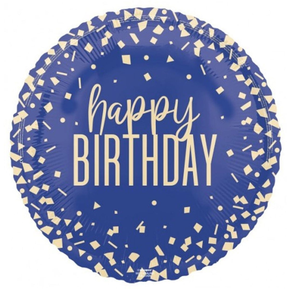 Balloon Foil 45cm Happy Birthday Navy Blue Confetti