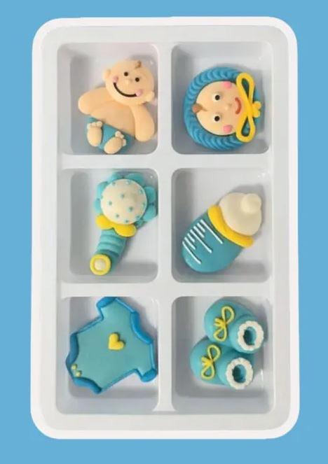 Edible Icing Decorations Blue Christening Assorted