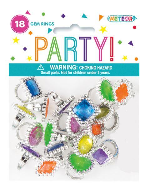 Value Party Loot Bag Favours Princess/Queen Gem Rings Pk/18