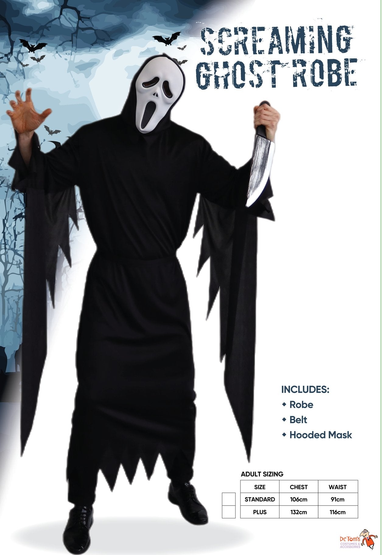 Costume Adult Ghost Face Scary Screamer Killer