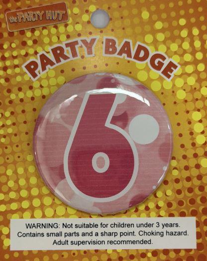 Badge Sixth Birthday Pink 6cm