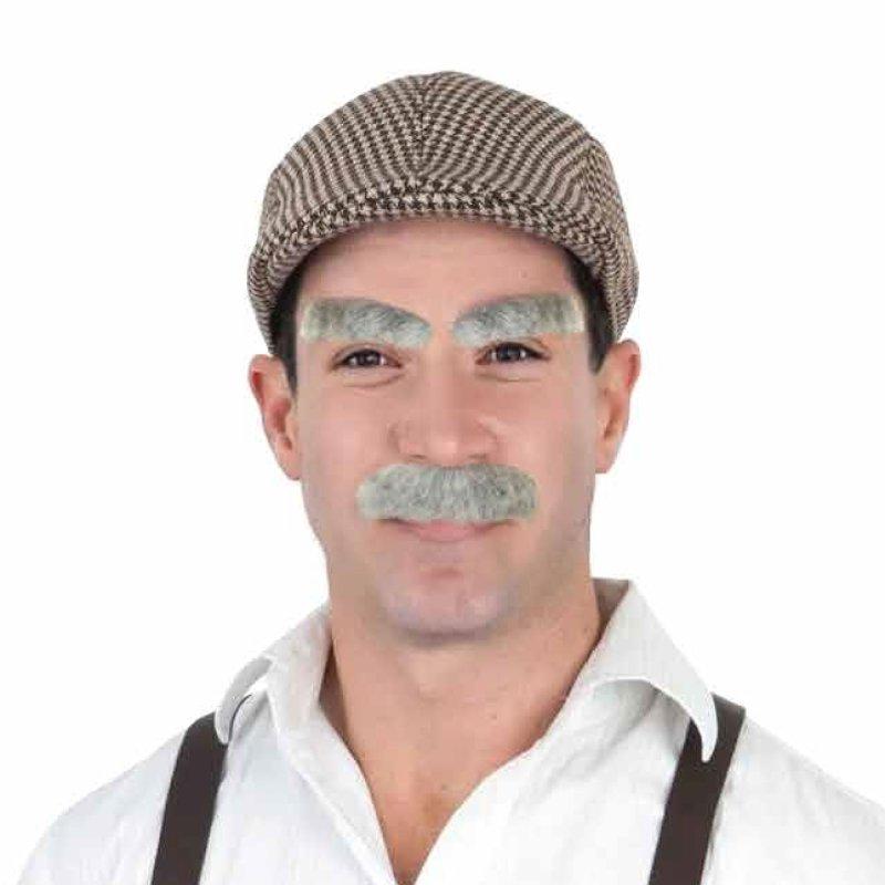 Facial Hair Set Old Man/Grandpa Grey (Moustache & Eyebrows)