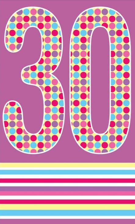 Greeting Card Happy 30th Birthday Purple Dots