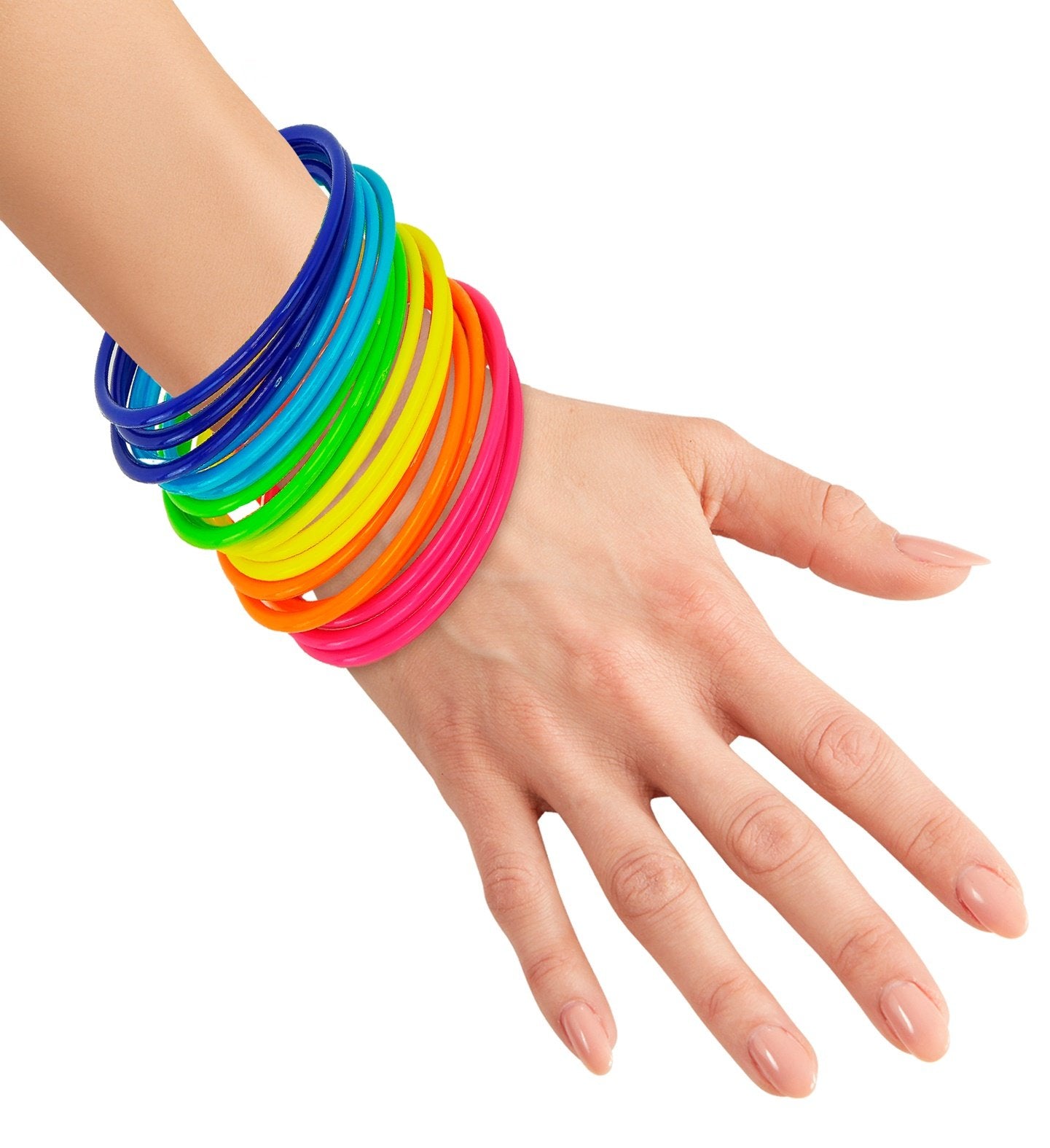 Bracelets 1980s Neon Multi Coloured Pk/18