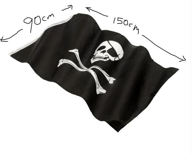 Pirate Flag Black Skull & Crossbones 152x90cm
