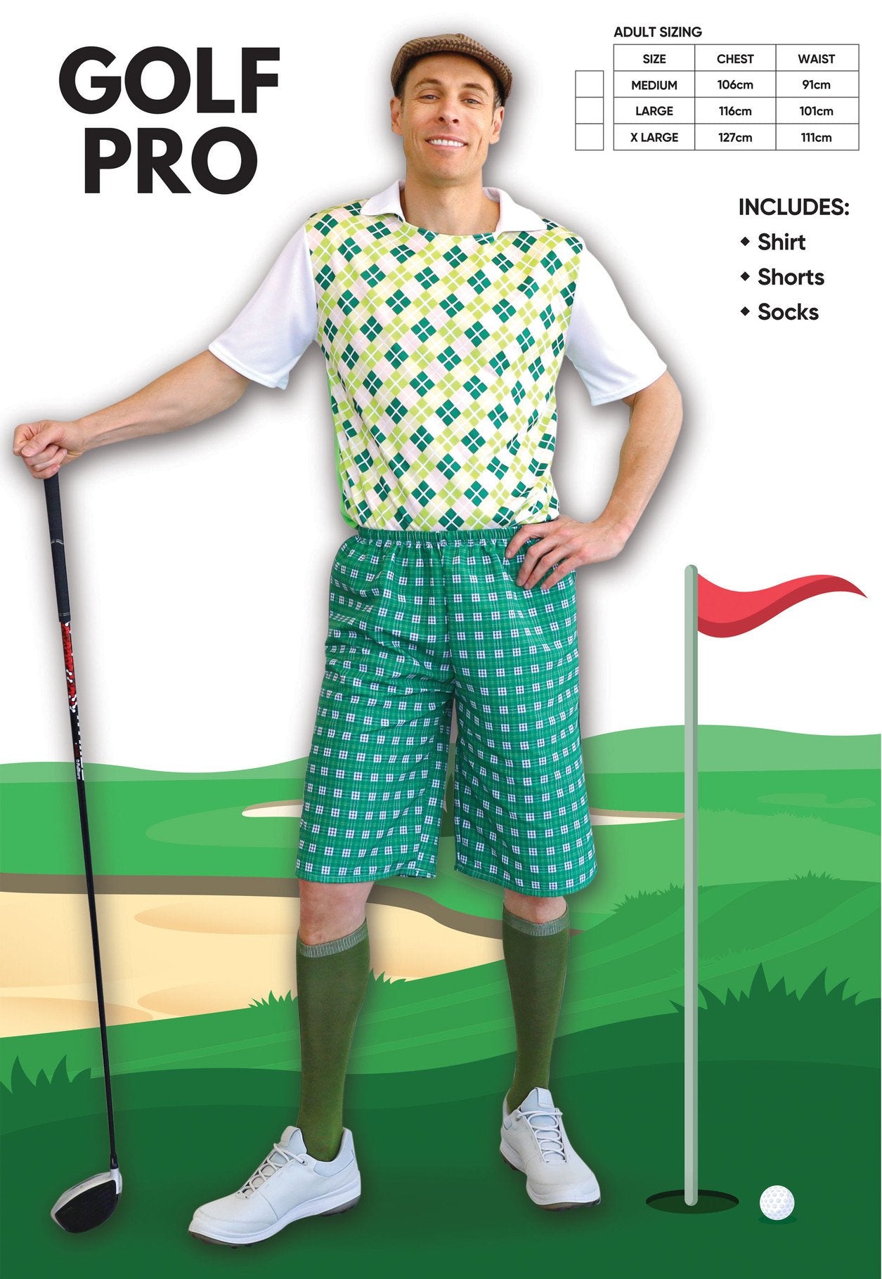 Costume Adult Golf Pro Kit Green