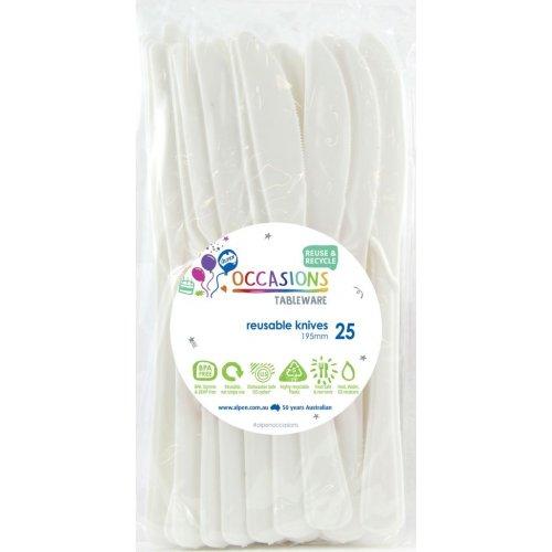 Knives Frosty White Plastic Pk 20