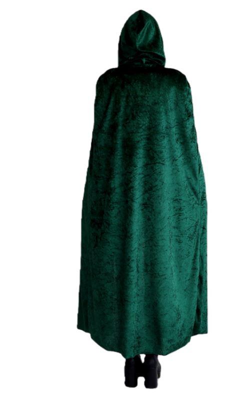 Cape With Hood Velvet Green Long Halloween Style