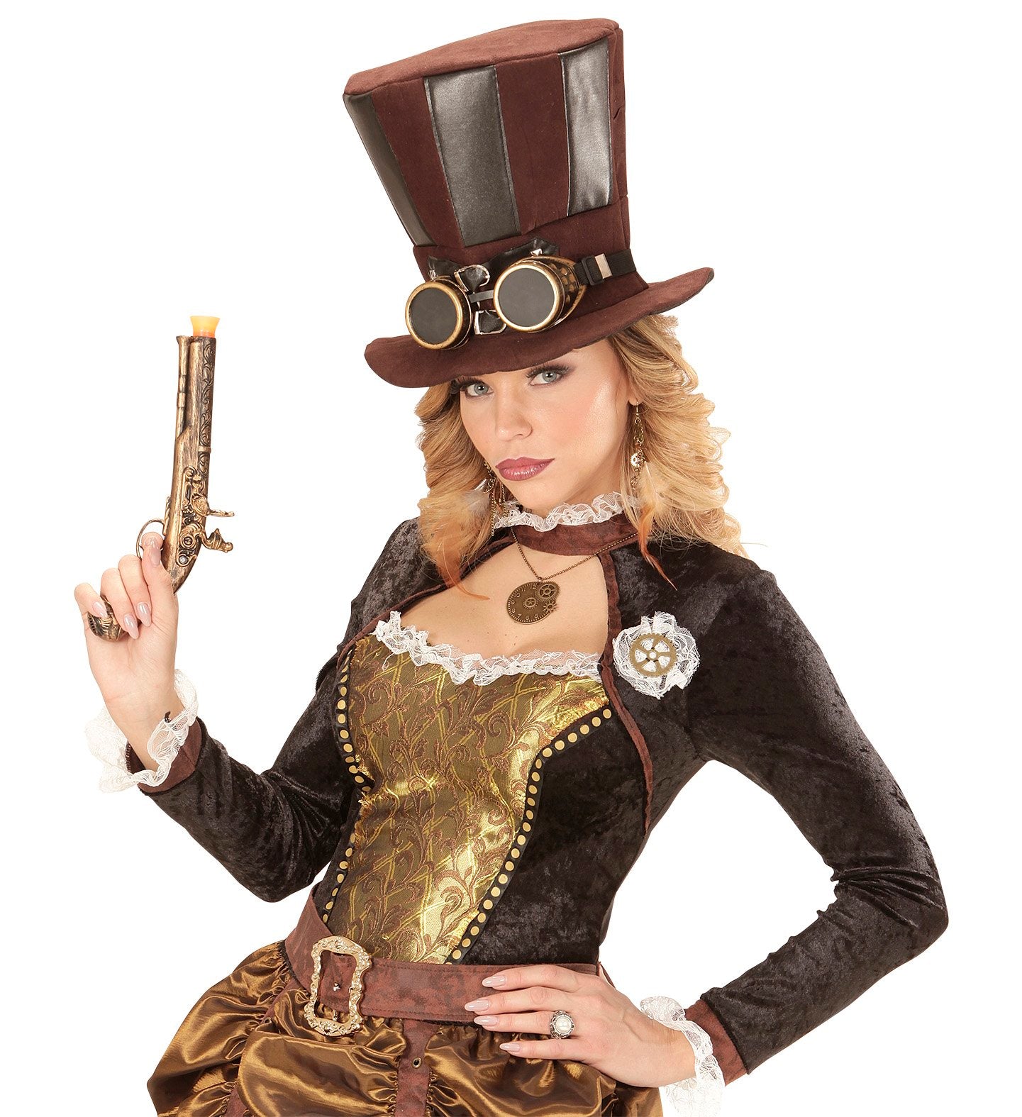 Hat Top Brown With Goggles Steampunk 1880s Soft Material