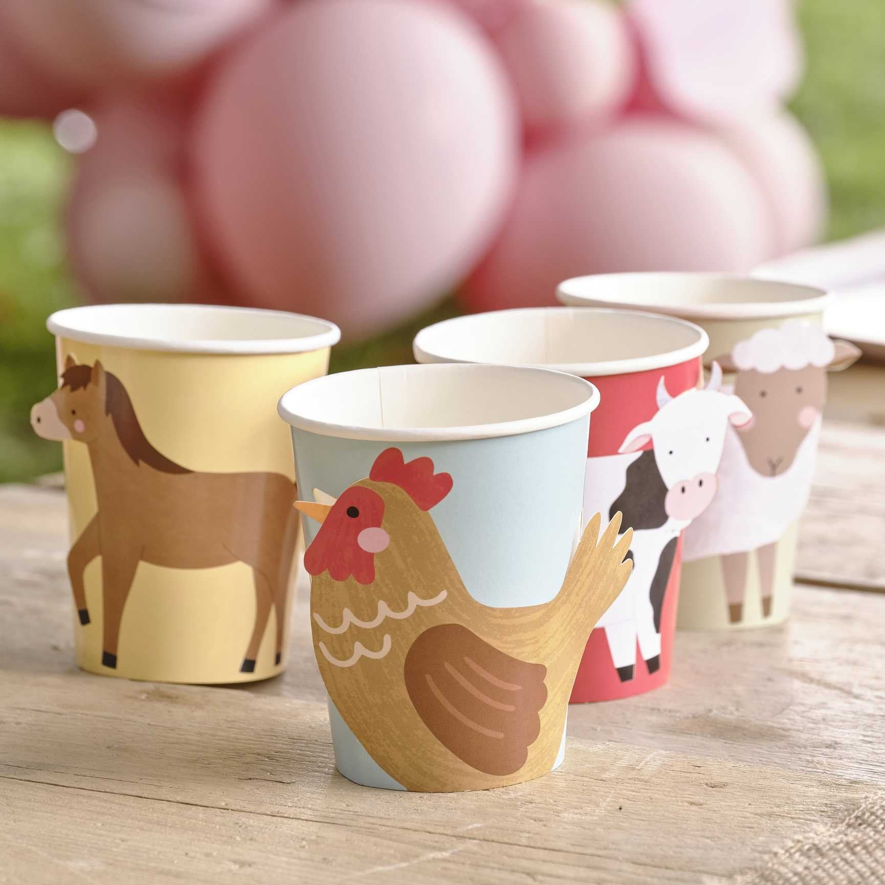 Farm Friends Paper Party Cups Pk 8