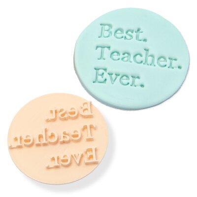 Best Teacher Ever Cookie//Biscuit Cutter Embosser 60mm - Discontinued Line