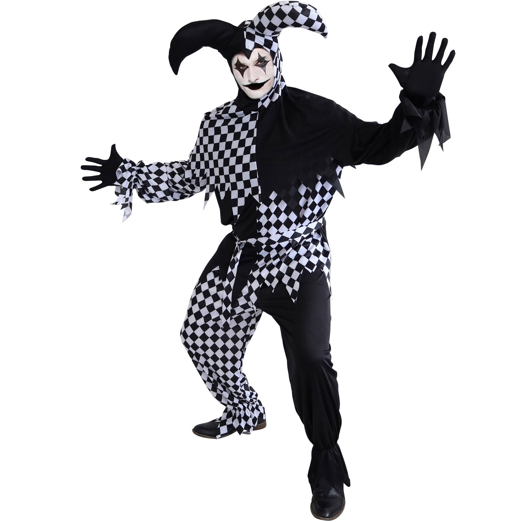 Costume Adult Jester Black & White Harlequin Xlarge