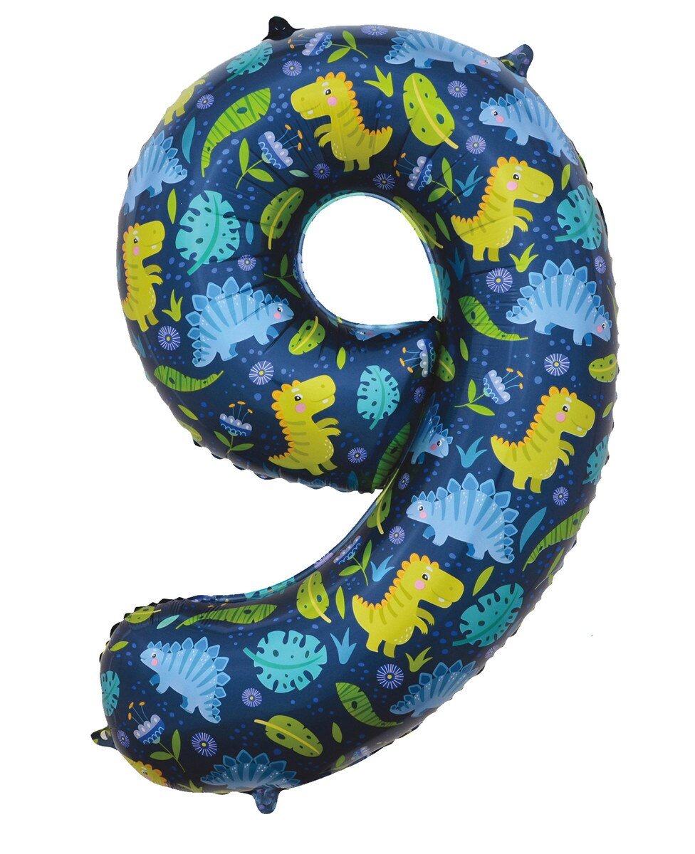 Balloon Foil Megaloon Number 9 Dinosaur 86cm